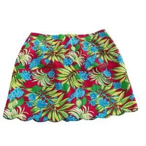 Lilly Pulitzer Tropical Floral Mini Skirt with Scallop Hem